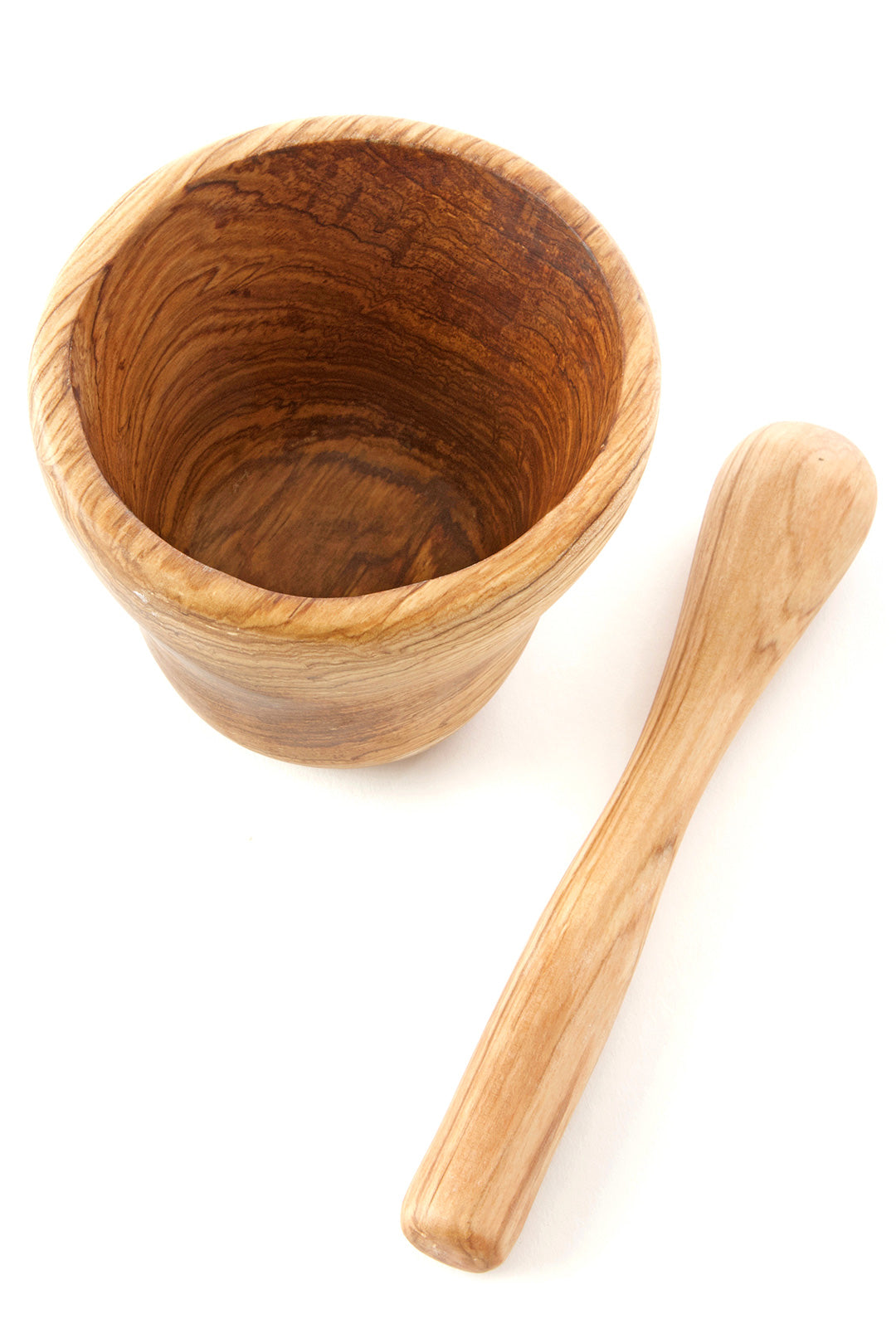Wild Olive Wood Mortar & Pestle Spice Grinder Set
