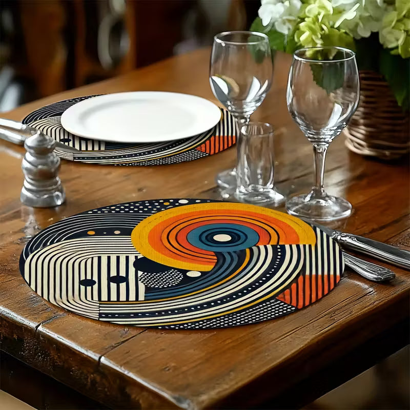 African Mudcloth Pattern Round Placemats