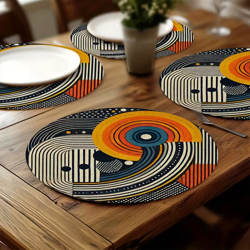 African Mudcloth Pattern Round Placemats
