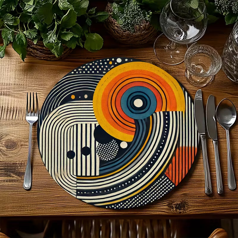 African Mudcloth Pattern Round Placemats