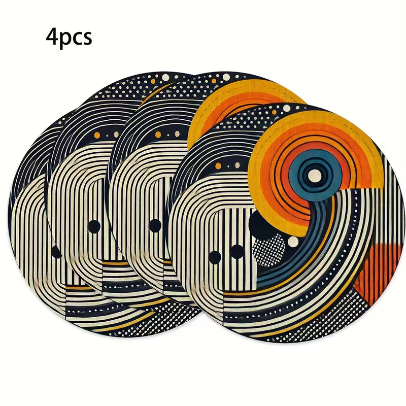 African Mudcloth Pattern Round Placemats