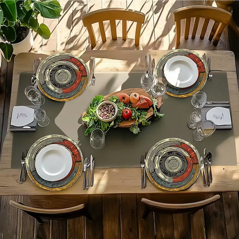 African Wax Print Pattern Round Placemats