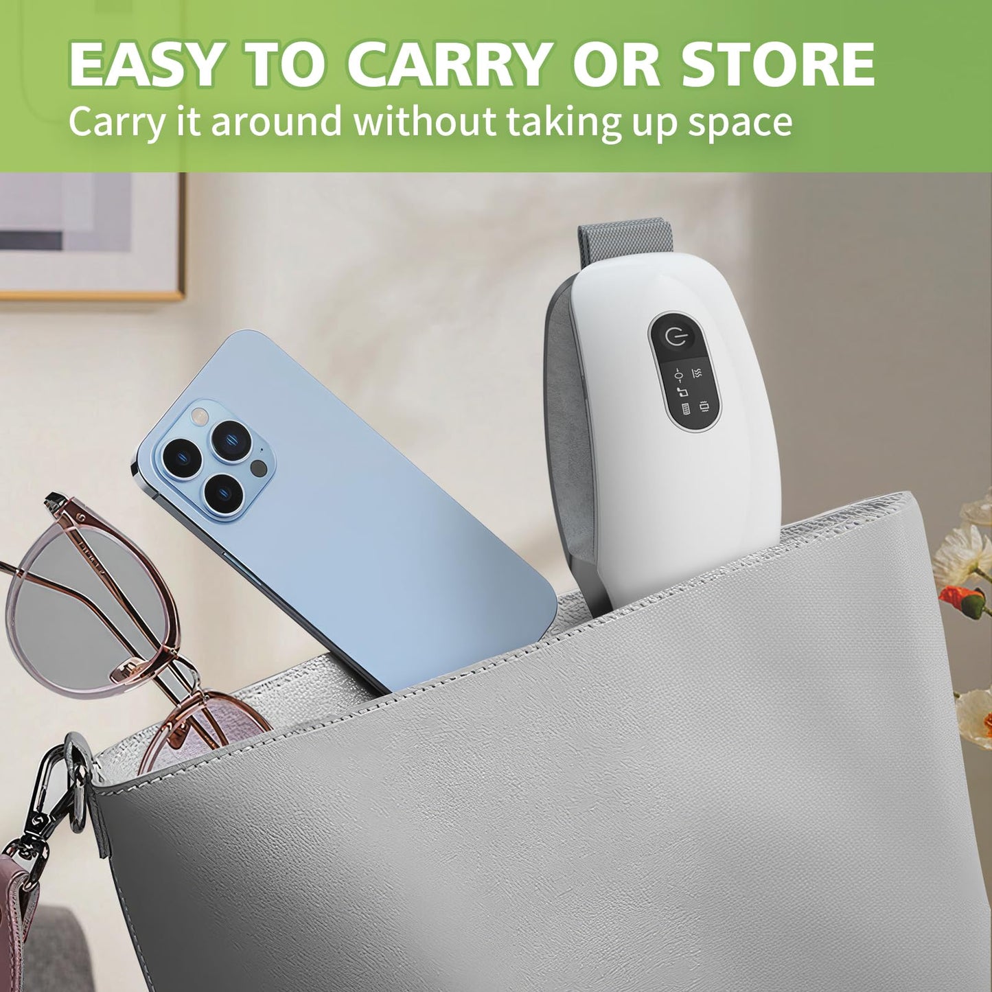 NOWWISH Eye Massager with Heat, Vibration and Bluetooth Music for Migraine Headache Eye Strain Relief, Cordless Heated Eye Mask with 4 Massage Modes, Relaxation -Christmas Gifts for Women Men -White