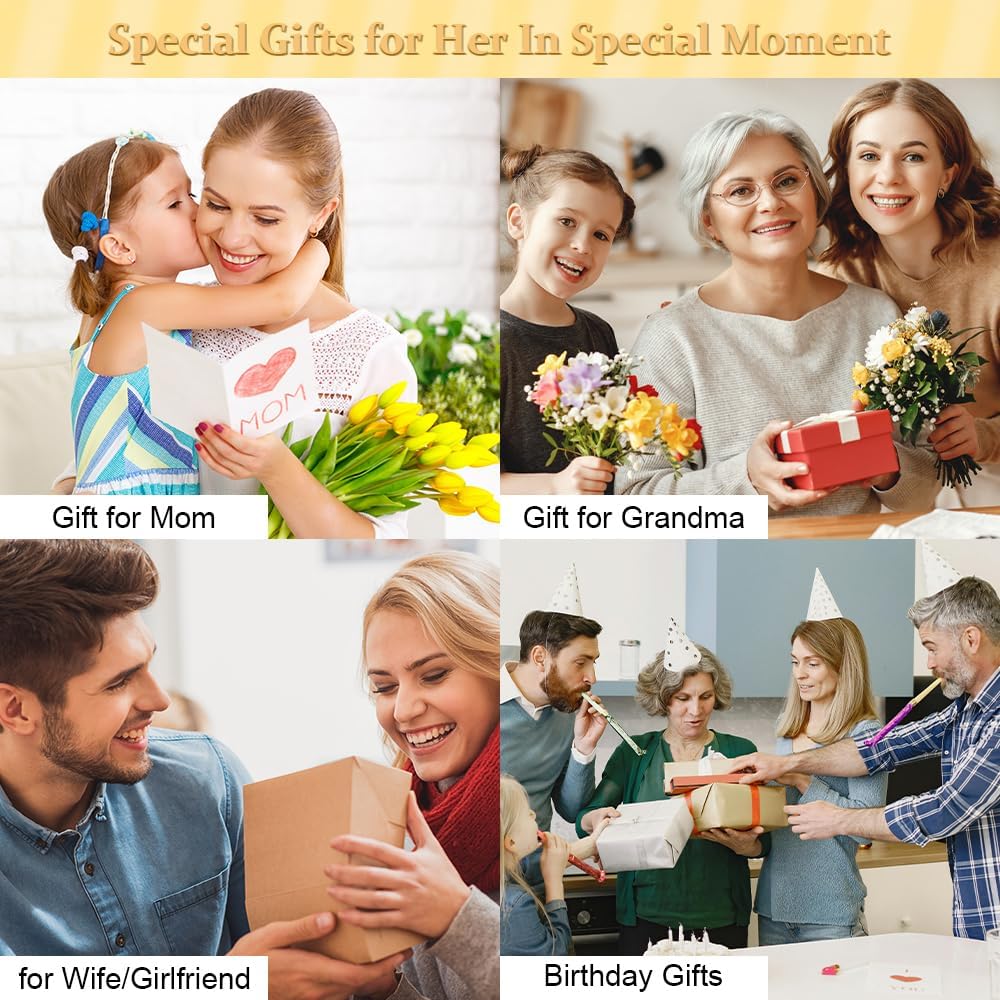 Gifts for Women Jewelry Sets, 4 Pieces Rose Gold Women's Watch Necklace Earring Bracelet Birthday Gifts for Women's Jewelry Sets for Women Gift for Wife Girlfriend Her Birthday Gift for Mom Mother