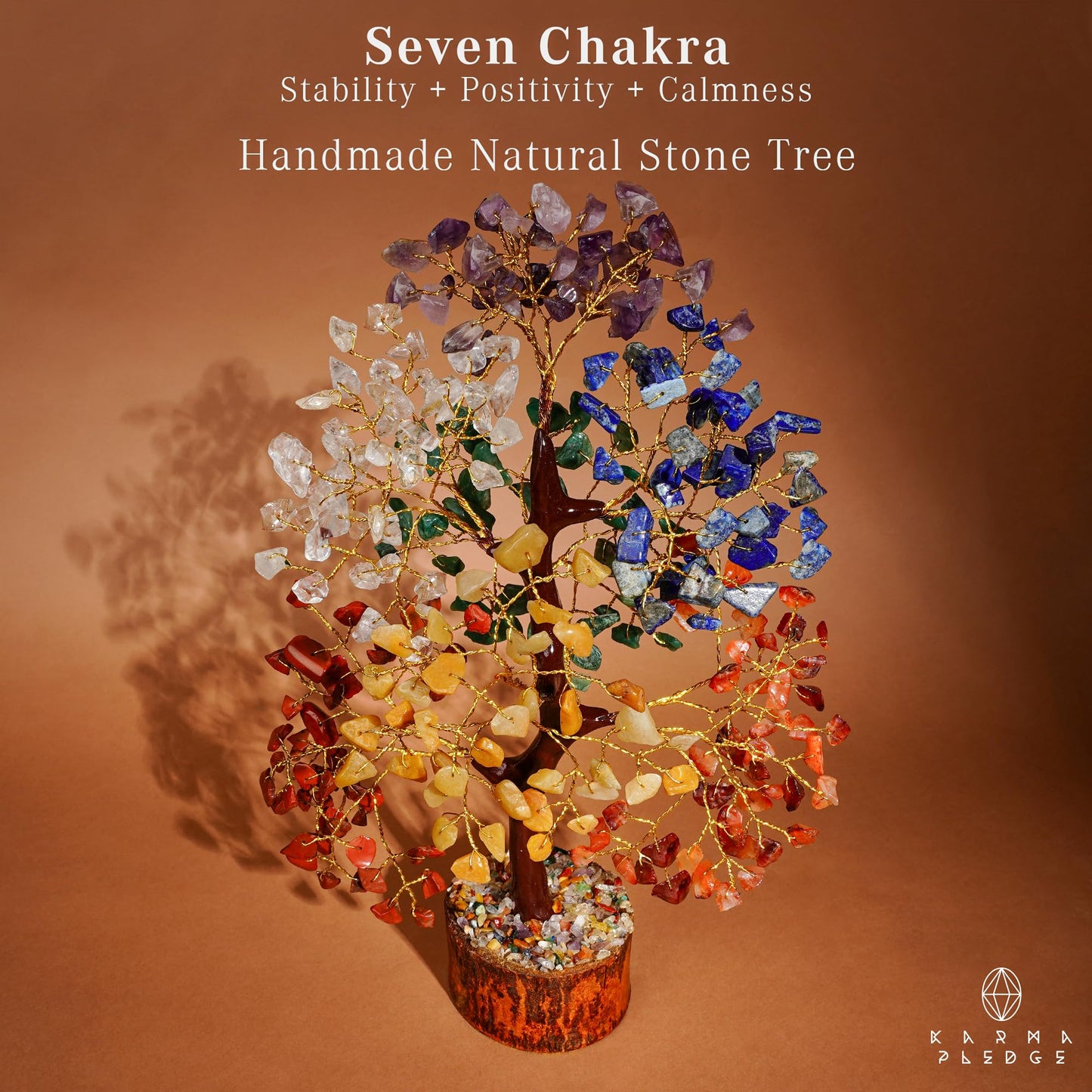 Crystal Tree of Life 7 Chakra Healing Crystals Trees for Home Decor, Office Desk Decor, Boho Decor, Handmade Bonsai Trees for Positive Energy, Money, Good Luck Birthday Gifts for Women, Mom