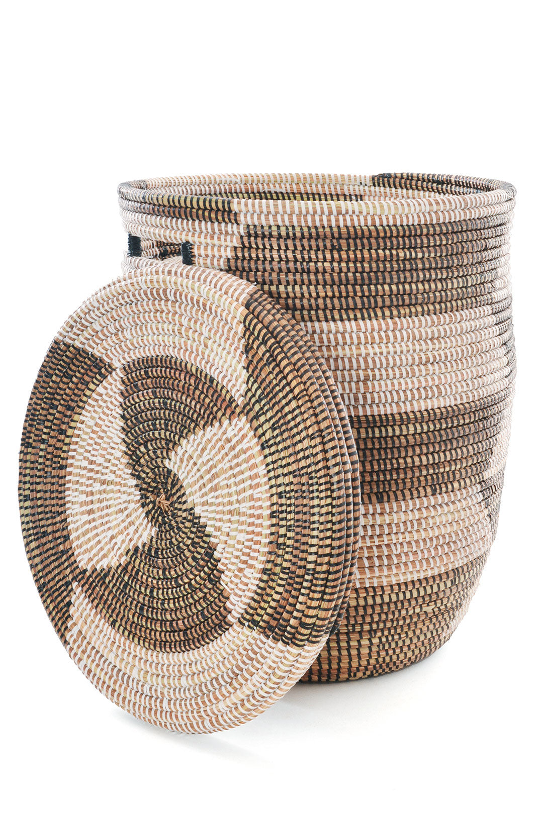 Black & White Herringbone Flat Lid Hamper Basket