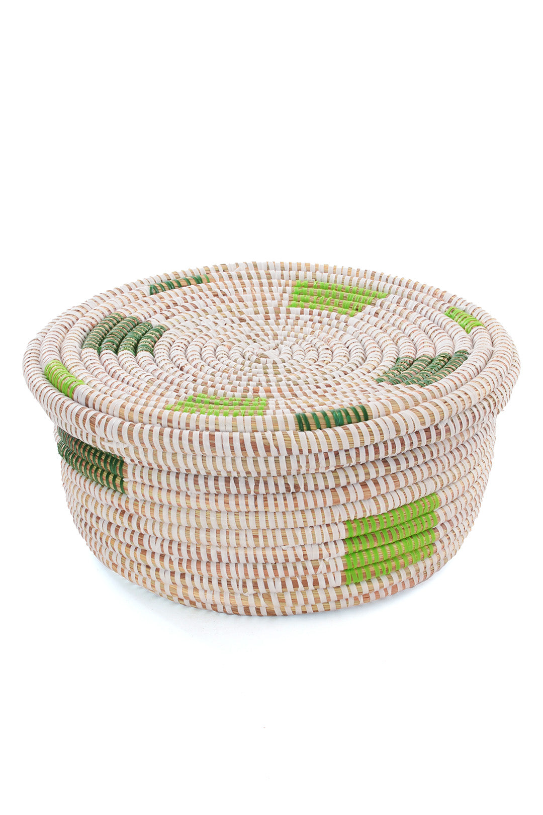 White with Leafy Green Squares Lidded Storage Box