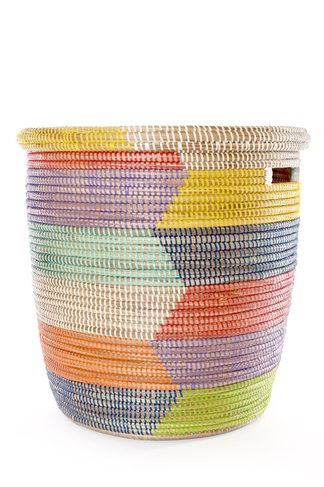 Rainbow Herringbone Lidded Storage Basket