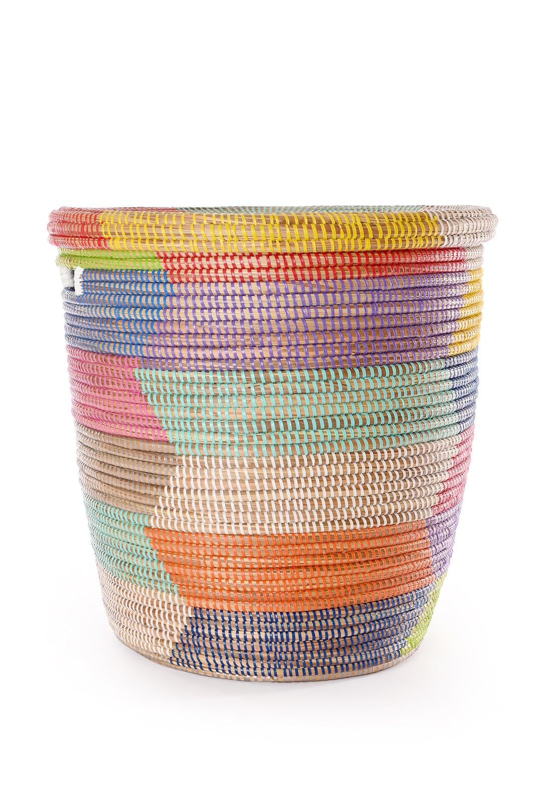 Rainbow Herringbone Lidded Storage Basket