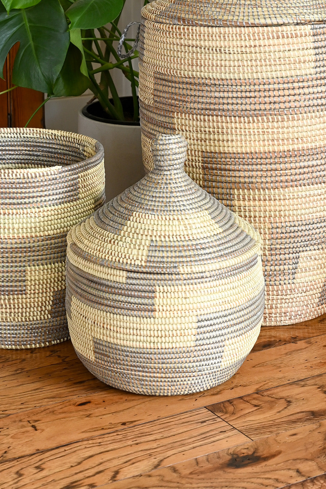 Silver & Cream Stairstep Warming Basket from Senegal