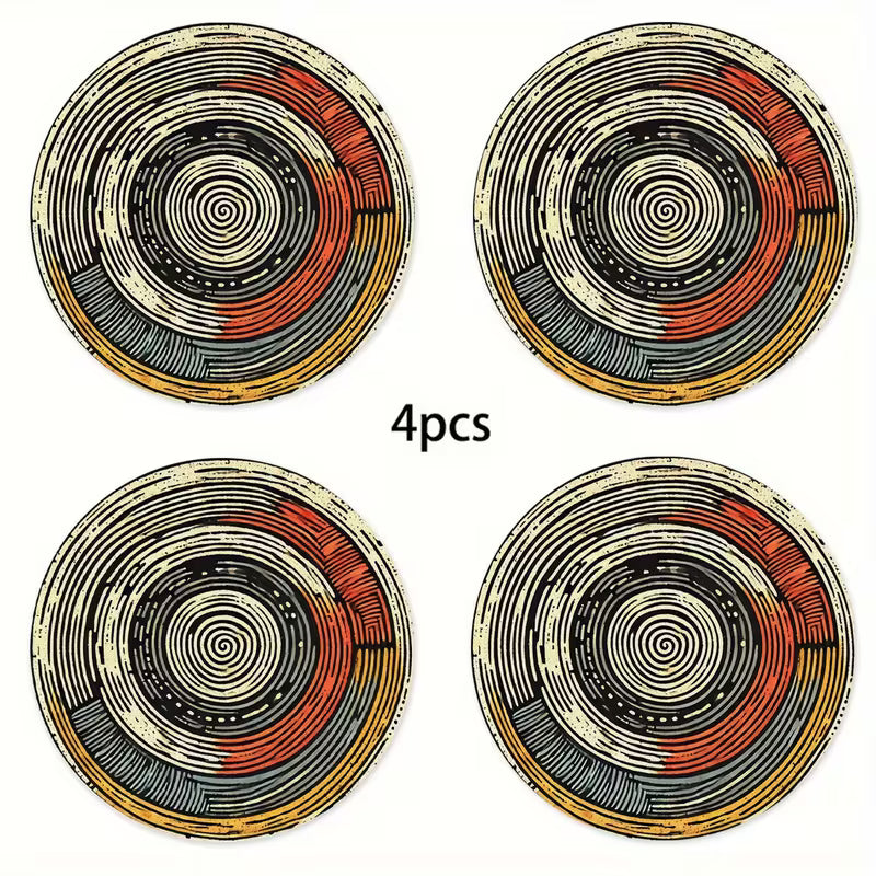 African Wax Print Pattern Round Placemats
