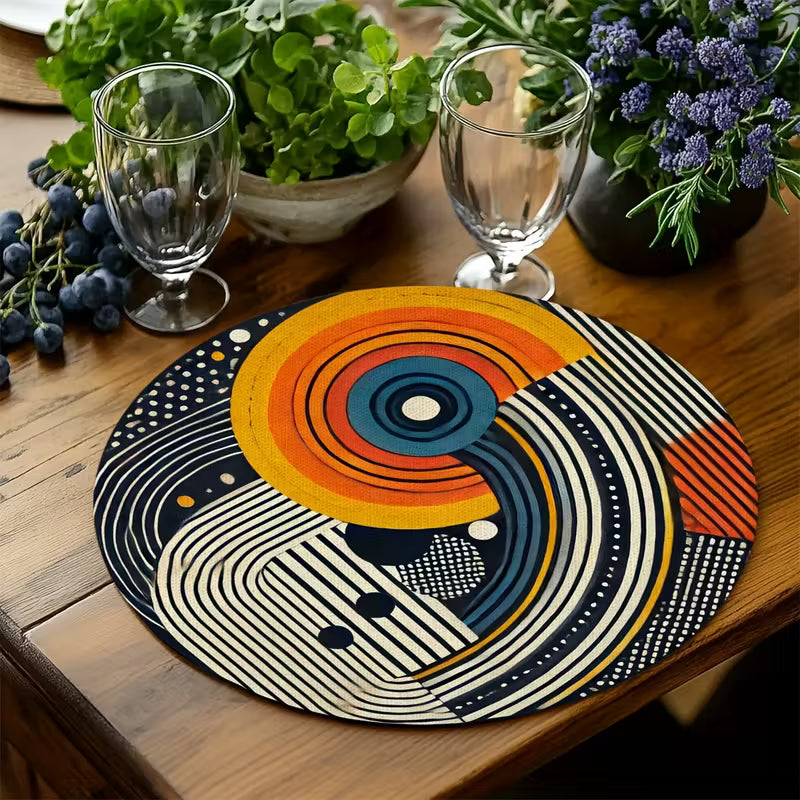 African Mudcloth Pattern Round Placemats