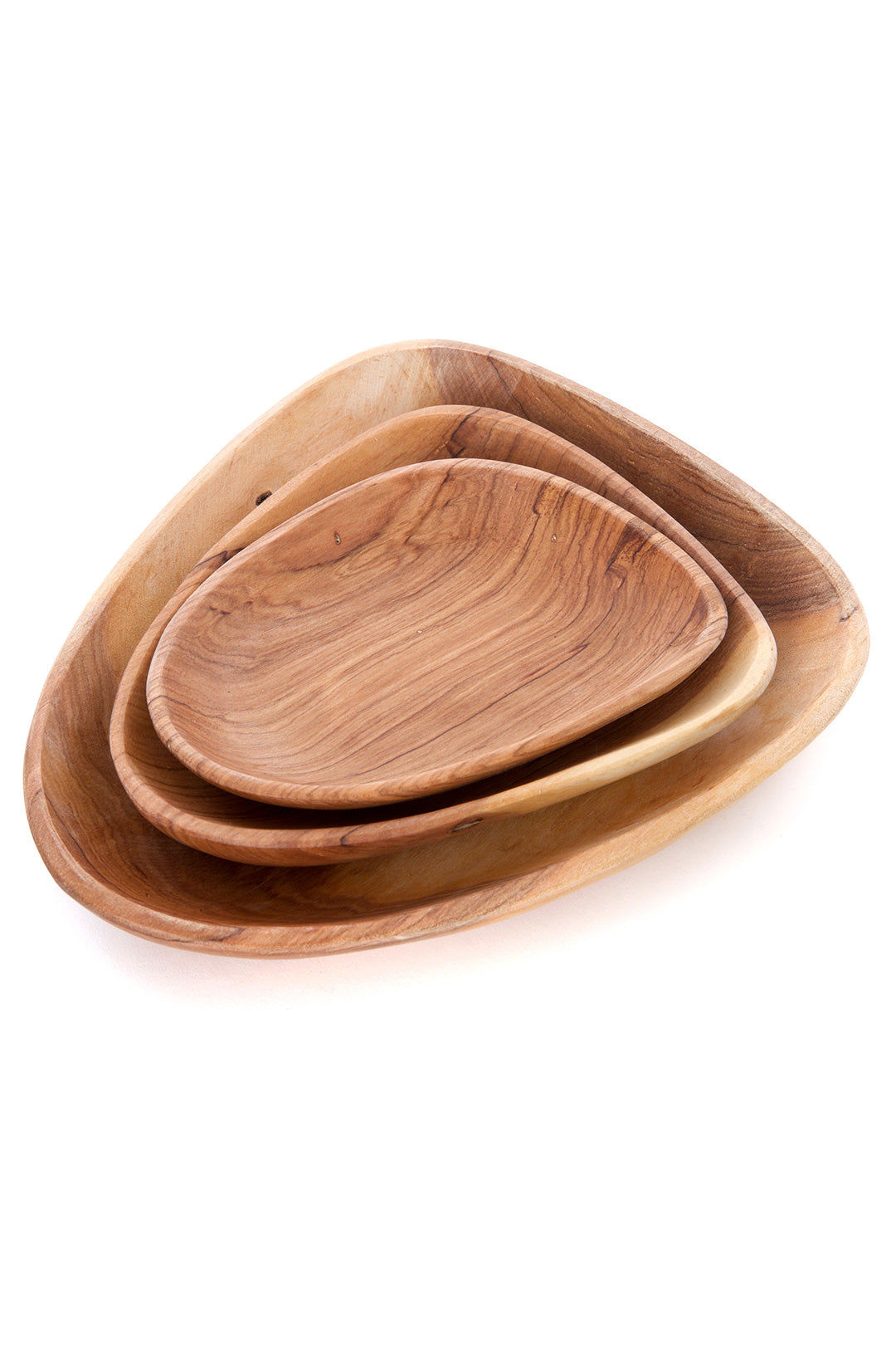 Wild Olive Wood Flower Petal Serving Trays