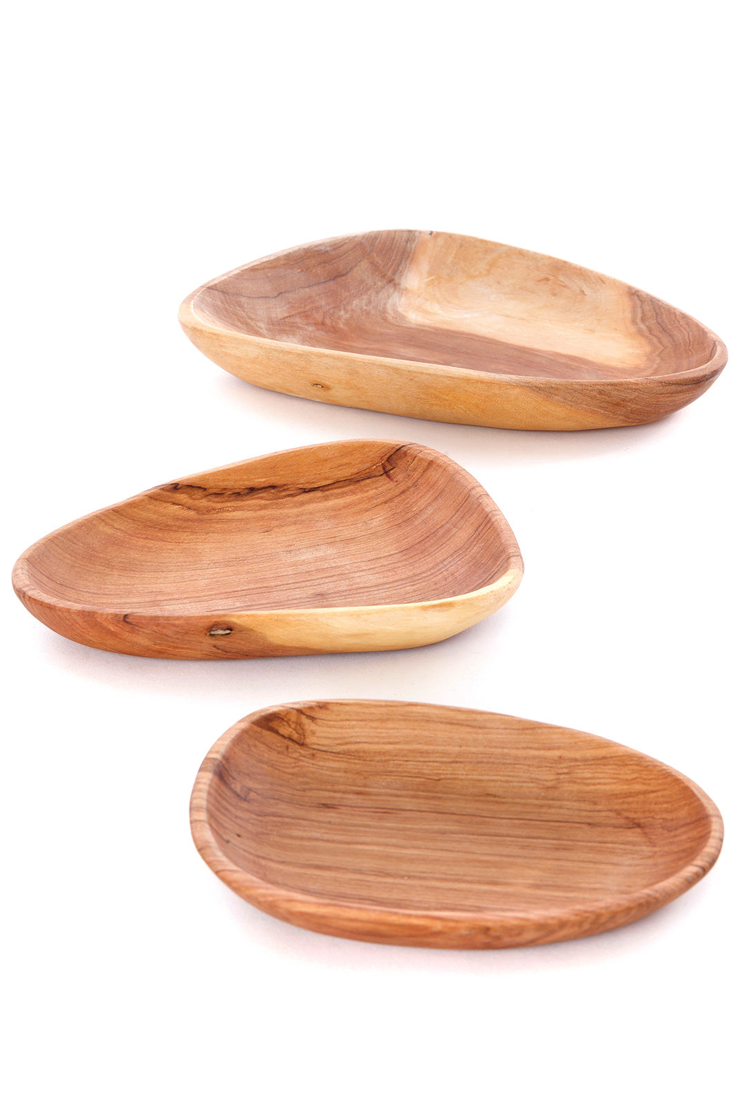 Wild Olive Wood Flower Petal Serving Trays