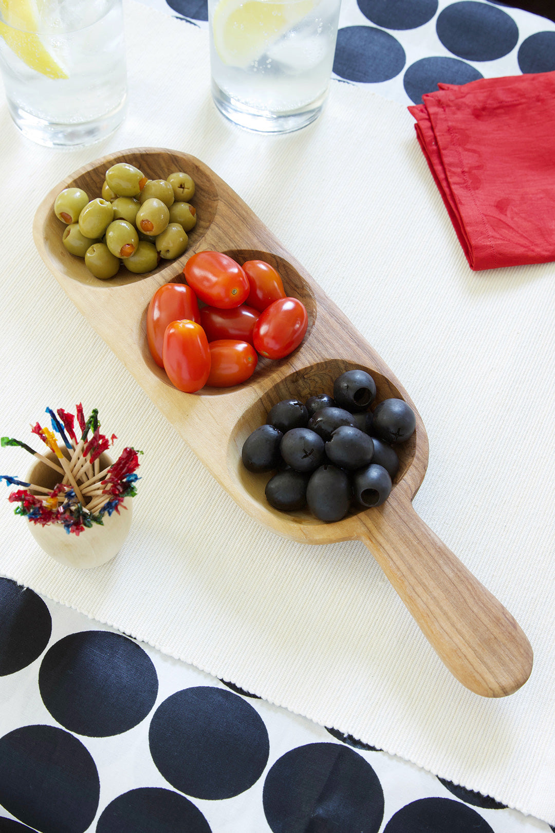 Wild Olive Wood Triple Well Serving Trays