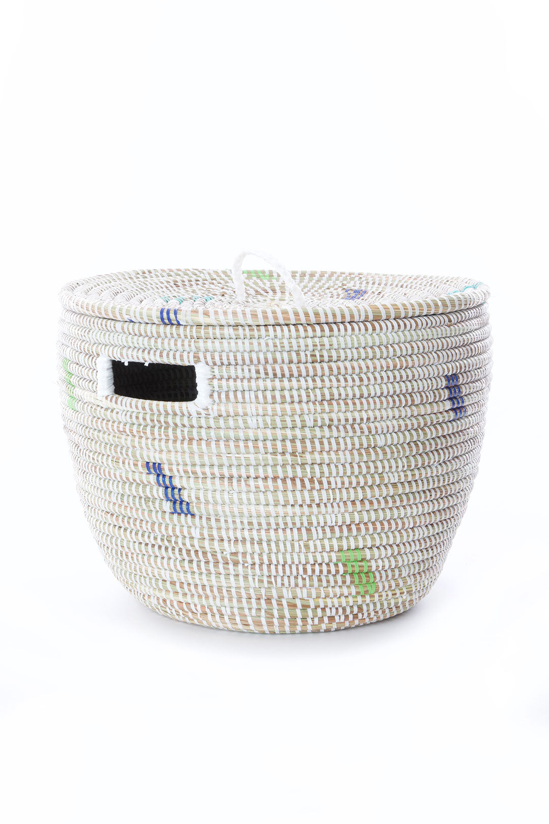 Set of Two Green and Blue Dash Nesting Baskets with Lids