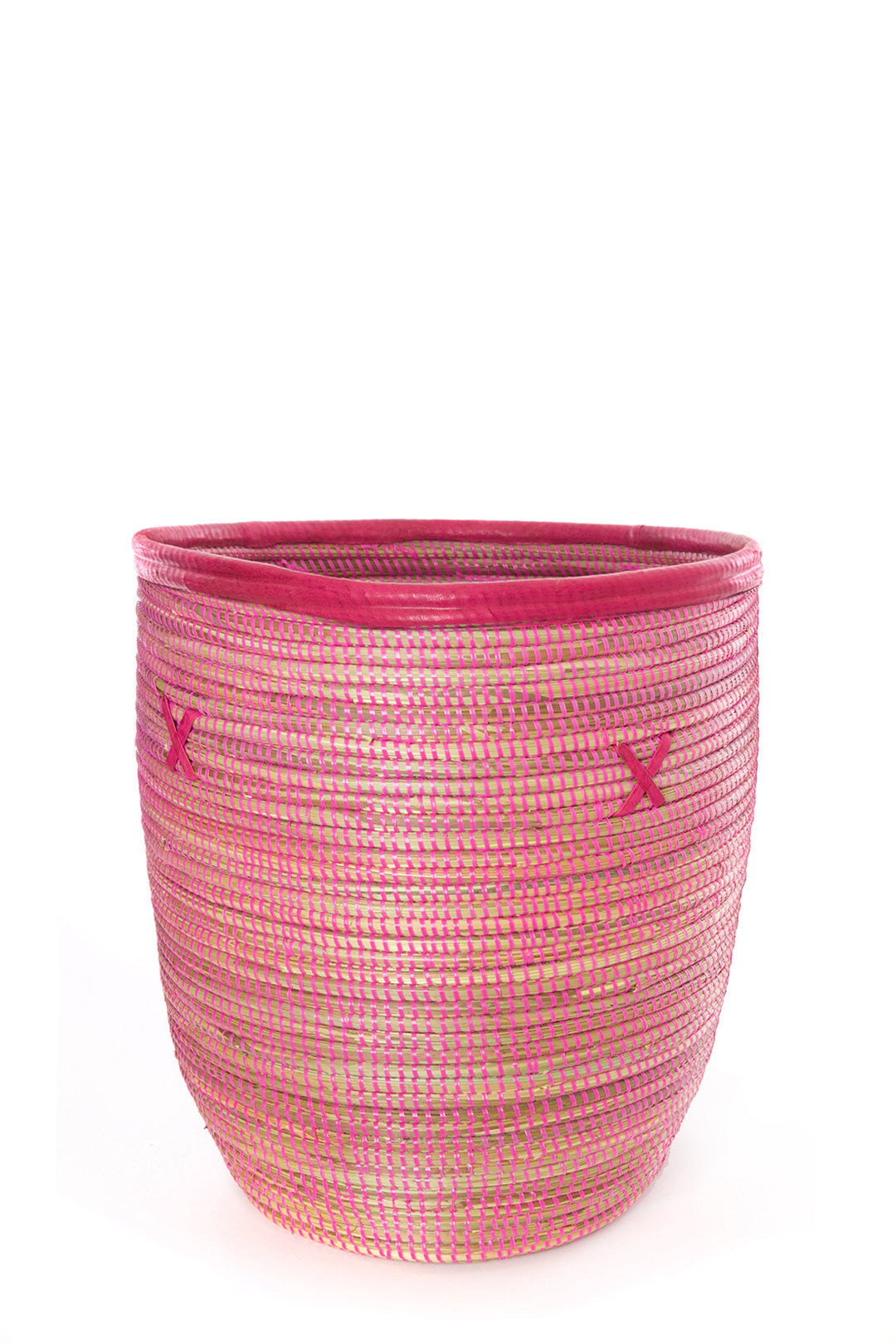 Pink Bins with Leather Trim - Sold Singly