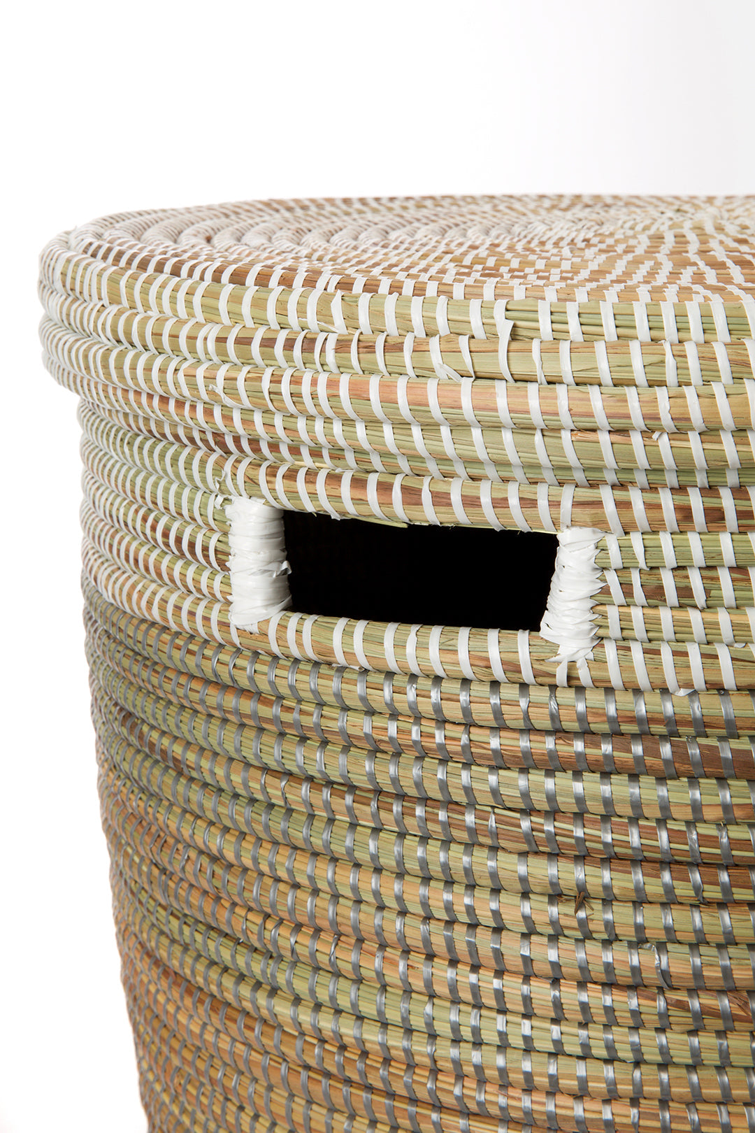Black, Silver & White Half & Half Flat Lid Basket Default Title
