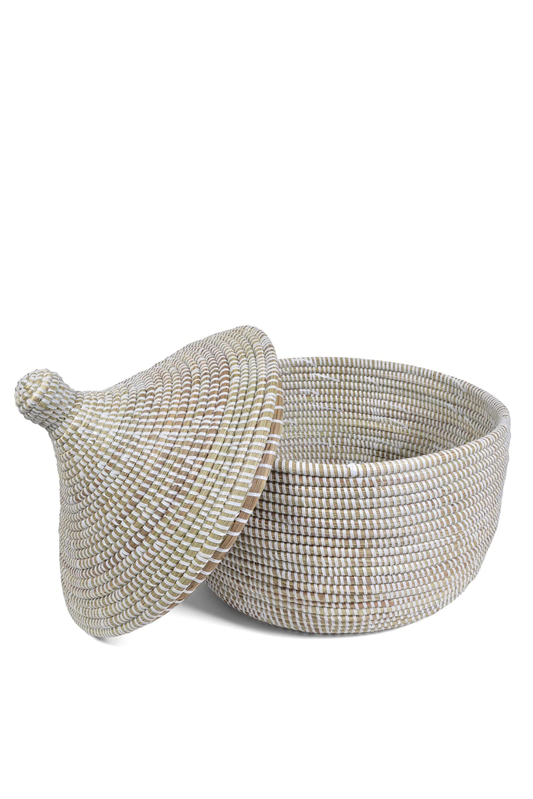 Lidded White Warming Basket