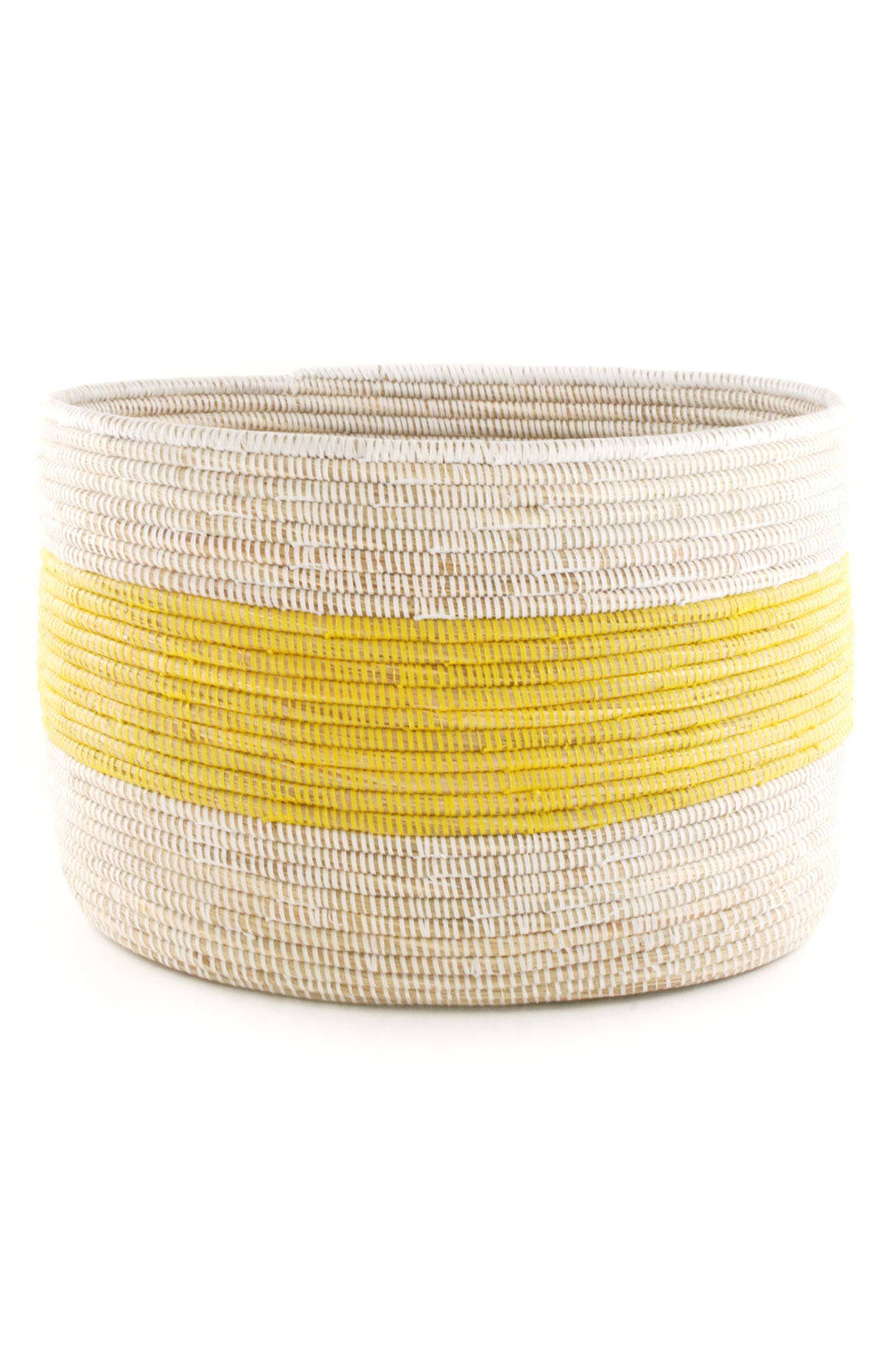 Yellow and White Knitting Basket