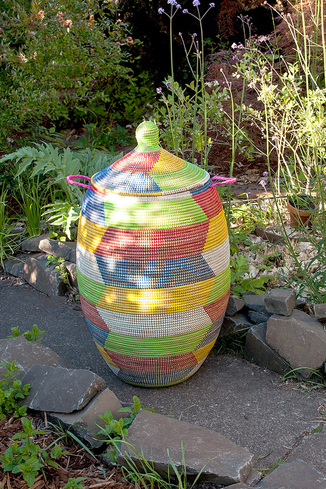 Assorted Oversized Rainbow Herringbone Storage Basket