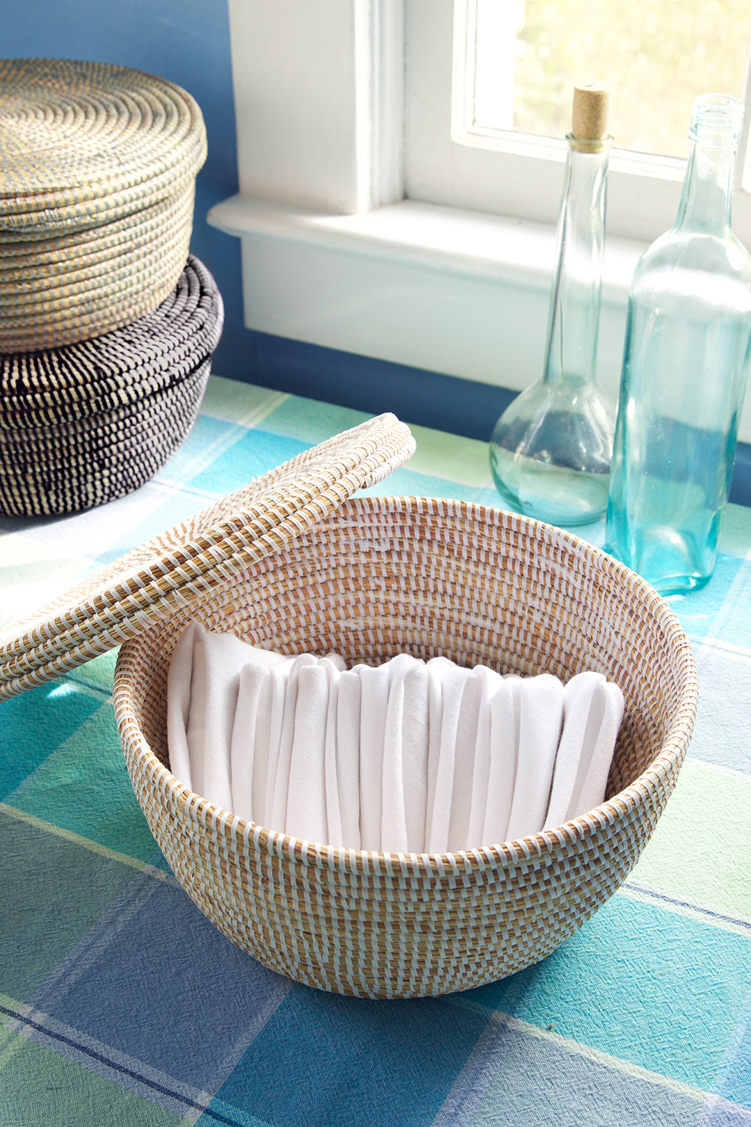 White Lidded Storage Box Basket Default Title