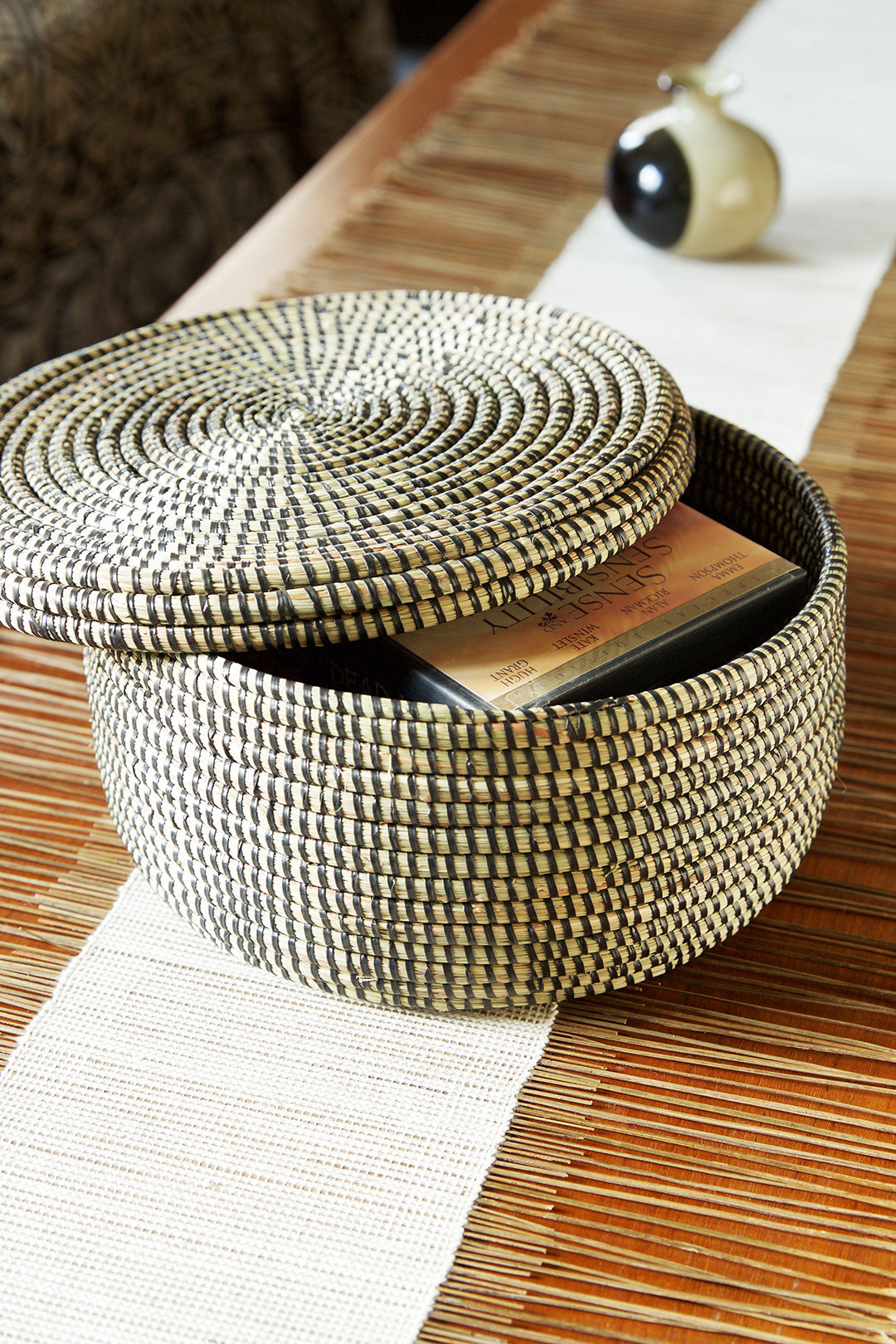 Black Lidded Storage Box Basket Default Title