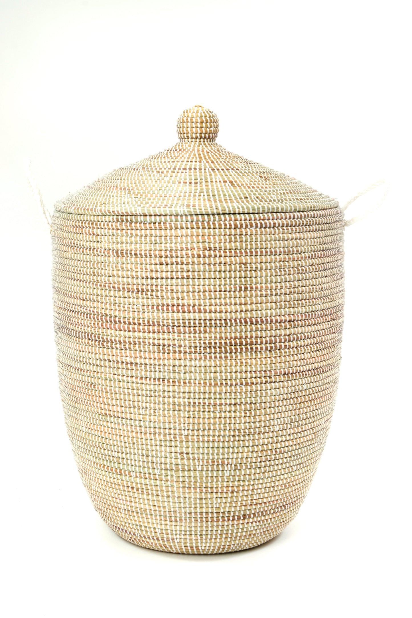 Set of Three Solid White Hampers