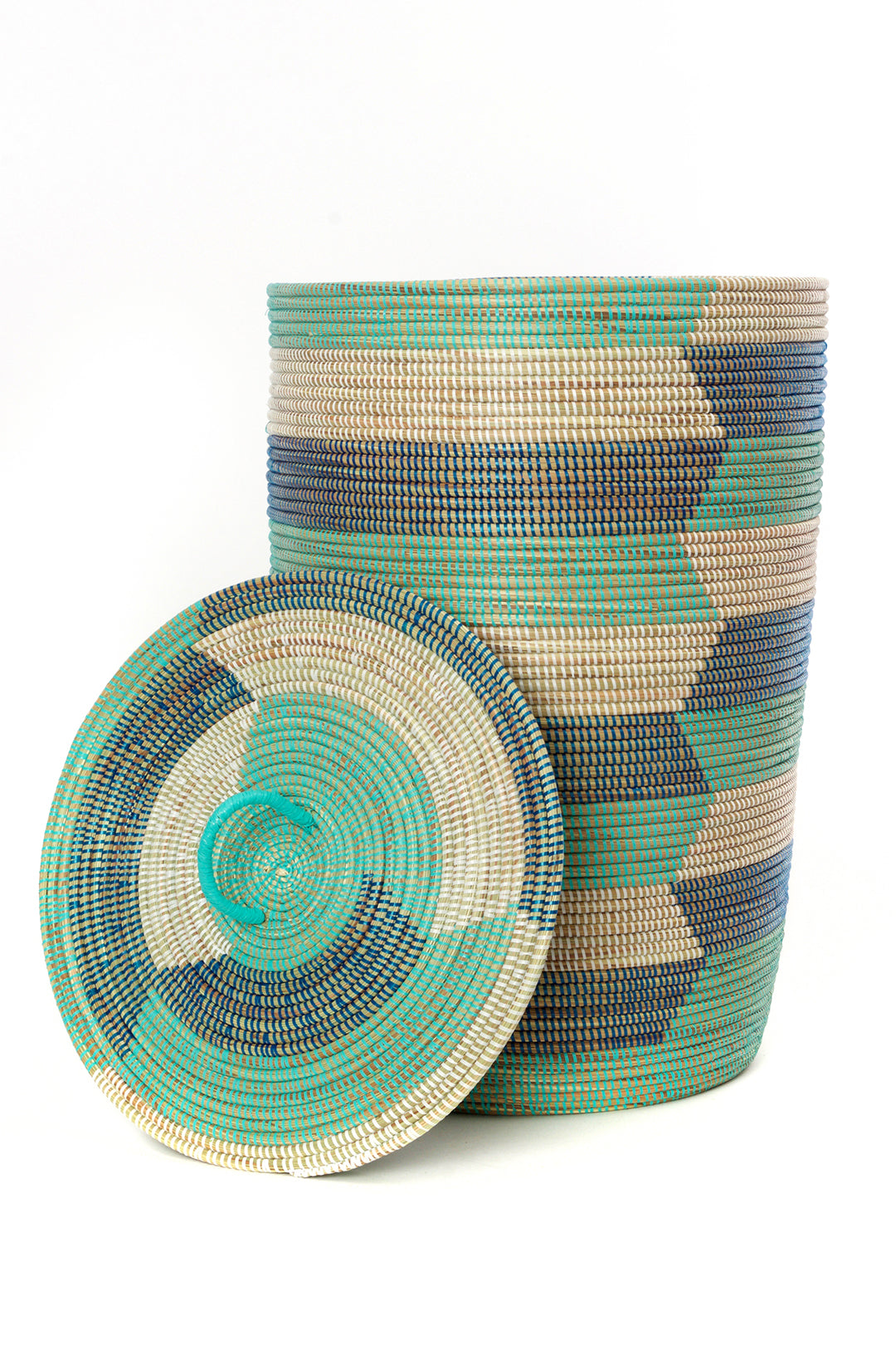 Set of Three Blue Sahara Hamper Baskets