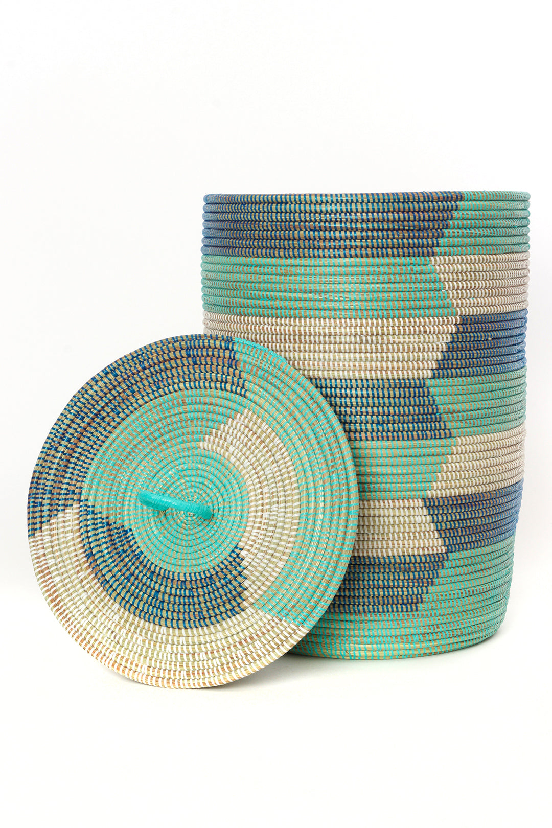 Set of Three Blue Sahara Hamper Baskets