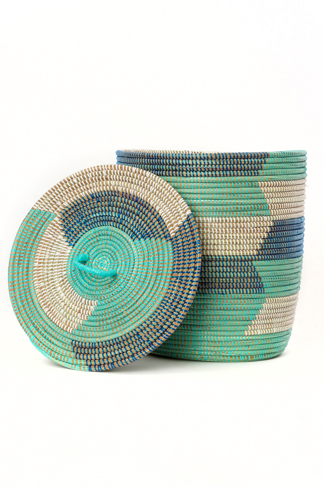 Set of Three Blue Sahara Hamper Baskets