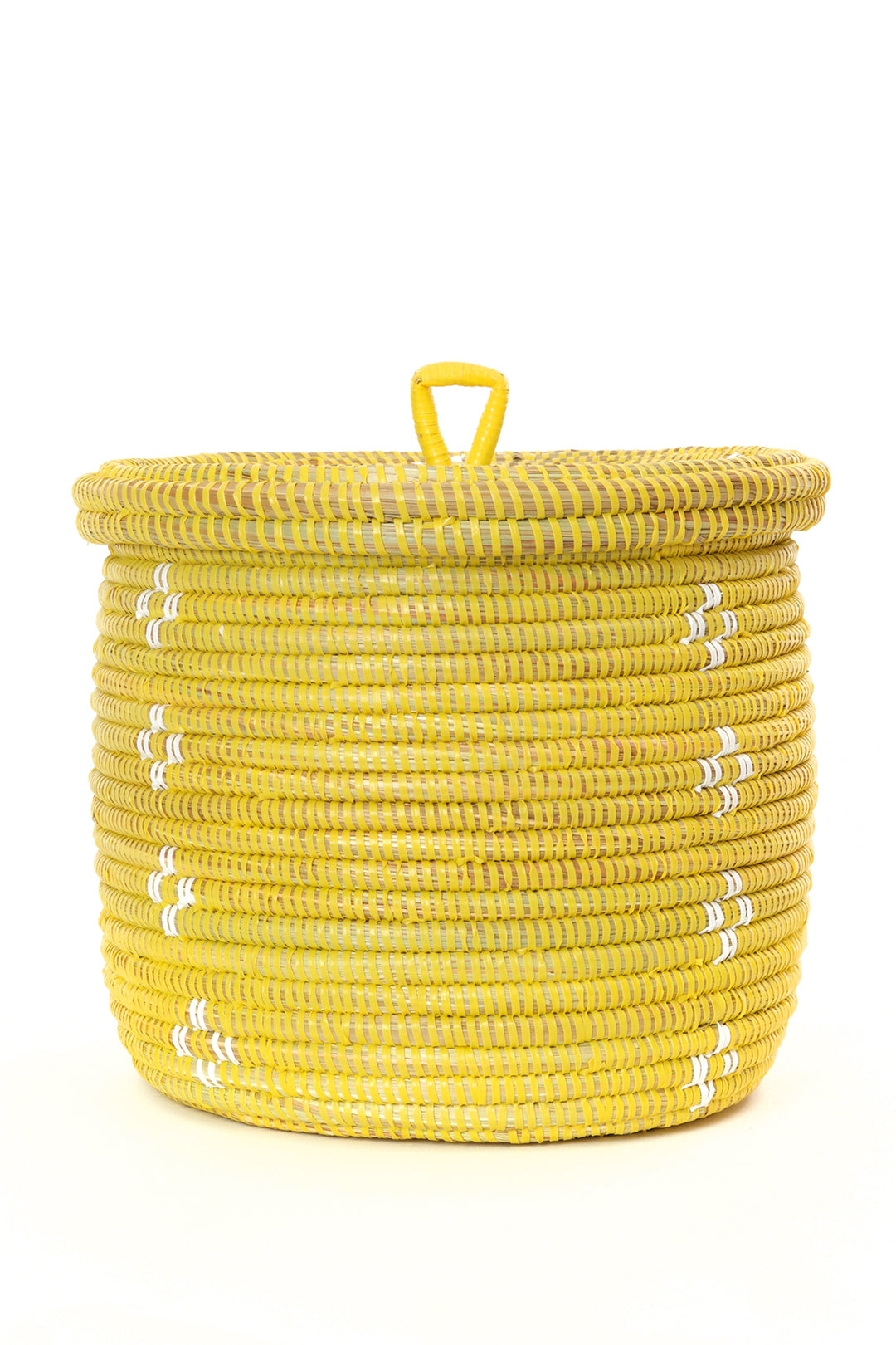 Yellow and White Blossom Lidded Storage Basket