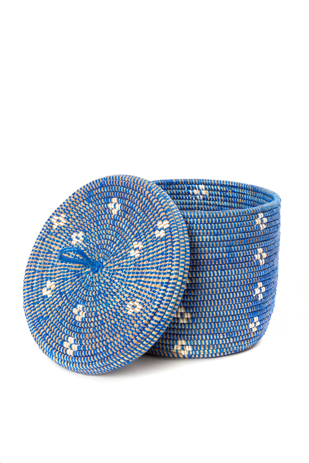 Blue and White Blossom Lidded Storage Basket