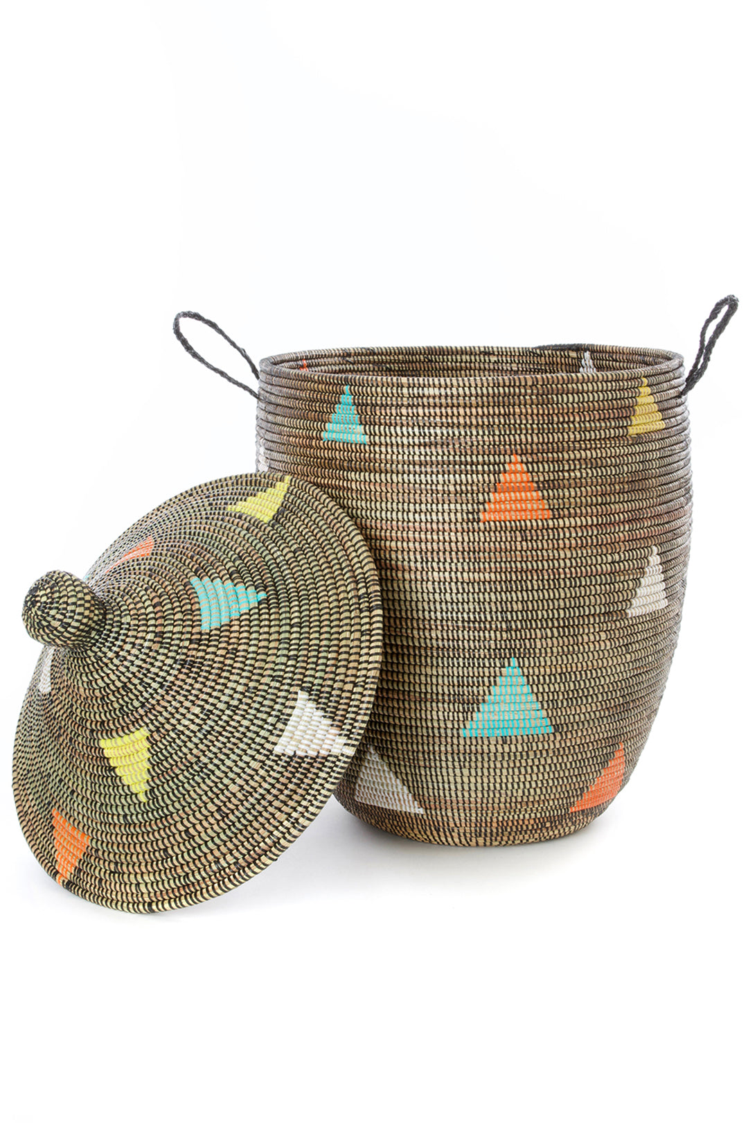 Large Black Teranga Triangles Hamper Basket from Senegal