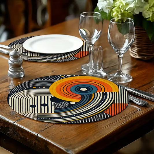African Mudcloth Pattern Round Placemats