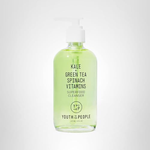 Youth To The People Superfood Facial Cleanser - Kale + Green Tea Daily Face Wash, Gentle Makeup Remover, with Soothing Antioxidants for Glowing Skin, pH Balance, Clean Pores, Sulfate-free, Refillable