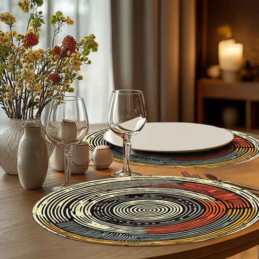 African Wax Print Pattern Round Placemats
