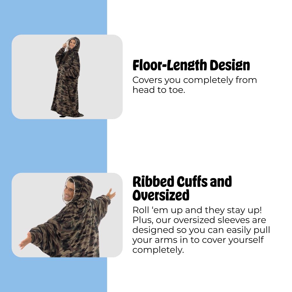 THE COMFY Original | Sherpa Lined Microfiber Fleece Wearable Blanket, Oversized Design with Hood and Pocket from Shark Tank