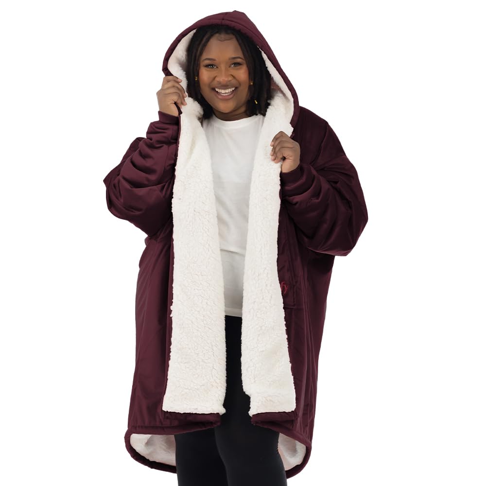 THE COMFY Original | Sherpa Lined Microfiber Fleece Wearable Blanket, Oversized Design with Hood and Pocket from Shark Tank