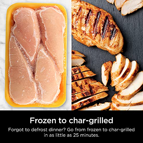 Ninja | Indoor Grill and Air Fryer| Foodi Smart XL | 6-in-1 Grill, Air Fry, Roast, Bake, Broil, Dehydrate & Crisp |Smart Thermometer & Splatter Shield | Dishwasher Safe Parts | Black/Silver | FG551