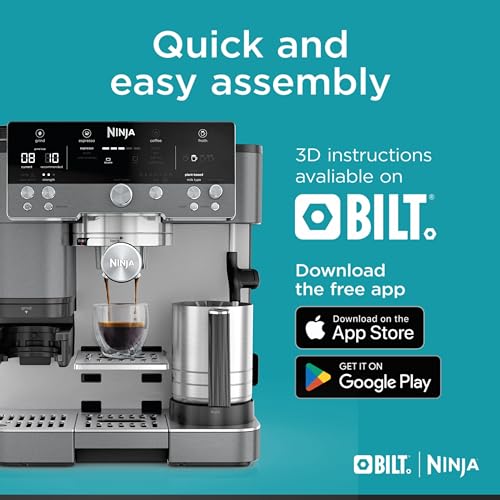Ninja Luxe Café 3-in-1 Espresso, Drip Coffee and Cold Brew Machine | Intergrated Coffee Grinder, Milk Frother, Assisted Tamper & Built-In Espresso Accessory Storage | Stainless Steel | ES601