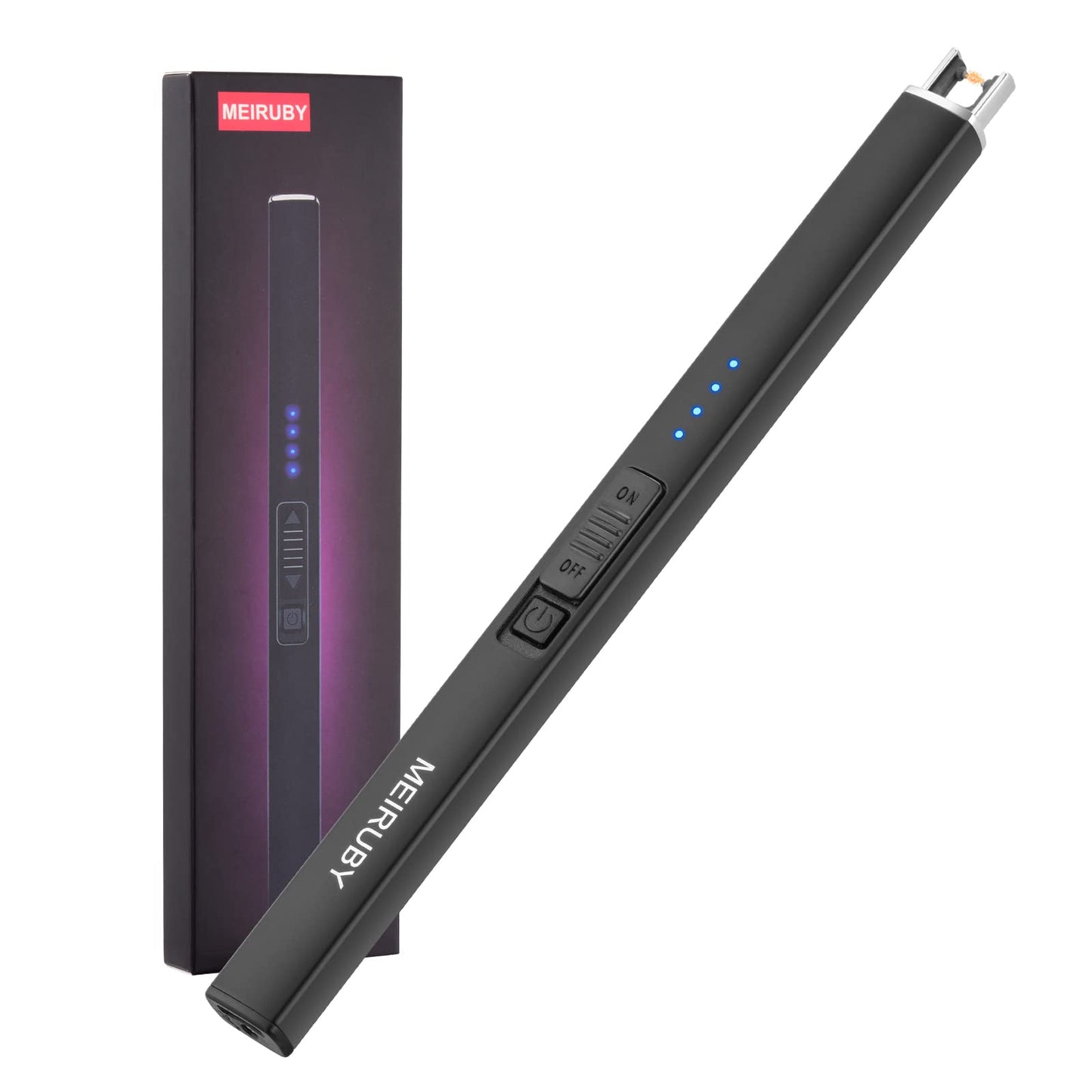 MEIRUBY Electric Candle Lighter, Christmas Stocking Stuffers Gifts for Women Mom Men Wife Sister, USB Arc Rechargeable Windproof Long Lighter for Candle BBQ Housewarming Birthday Gifts Idals