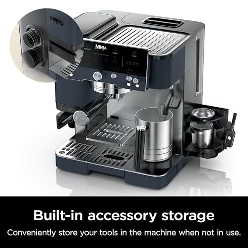 Ninja Luxe Café 3-in-1 Espresso, Drip Coffee and Cold Brew Machine | Intergrated Coffee Grinder, Milk Frother, Assisted Tamper & Built-In Espresso Accessory Storage | Stainless Steel | ES601