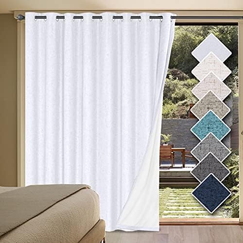 H.VERSAILTEX Linen 100% Blackout Curtains for Bedroom Full Light Blocking Curtains, Textured Window Curtain for Living Room 84 inch Grommet, Energy Efficient Curtains White Liner(2 Panels, Natural)