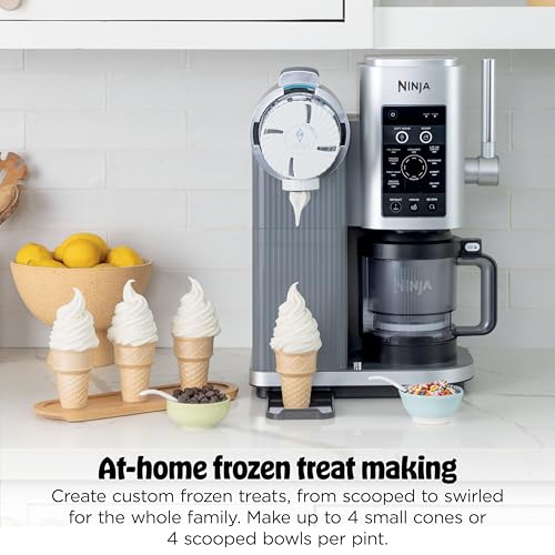 Ninja CREAMi Scoop & Swirl Ice Cream and Soft Serve Maker, Sorbet, Milkshake, Frozen Yogurt, Low Calories Program & More, 13-in-1, Soft Serve Handle & (2) CREAMi 2-in-1 16oz Pints, NC701
