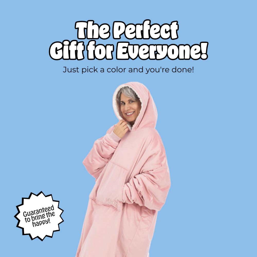 THE COMFY Original | Sherpa Lined Microfiber Fleece Wearable Blanket, Oversized Design with Hood and Pocket from Shark Tank