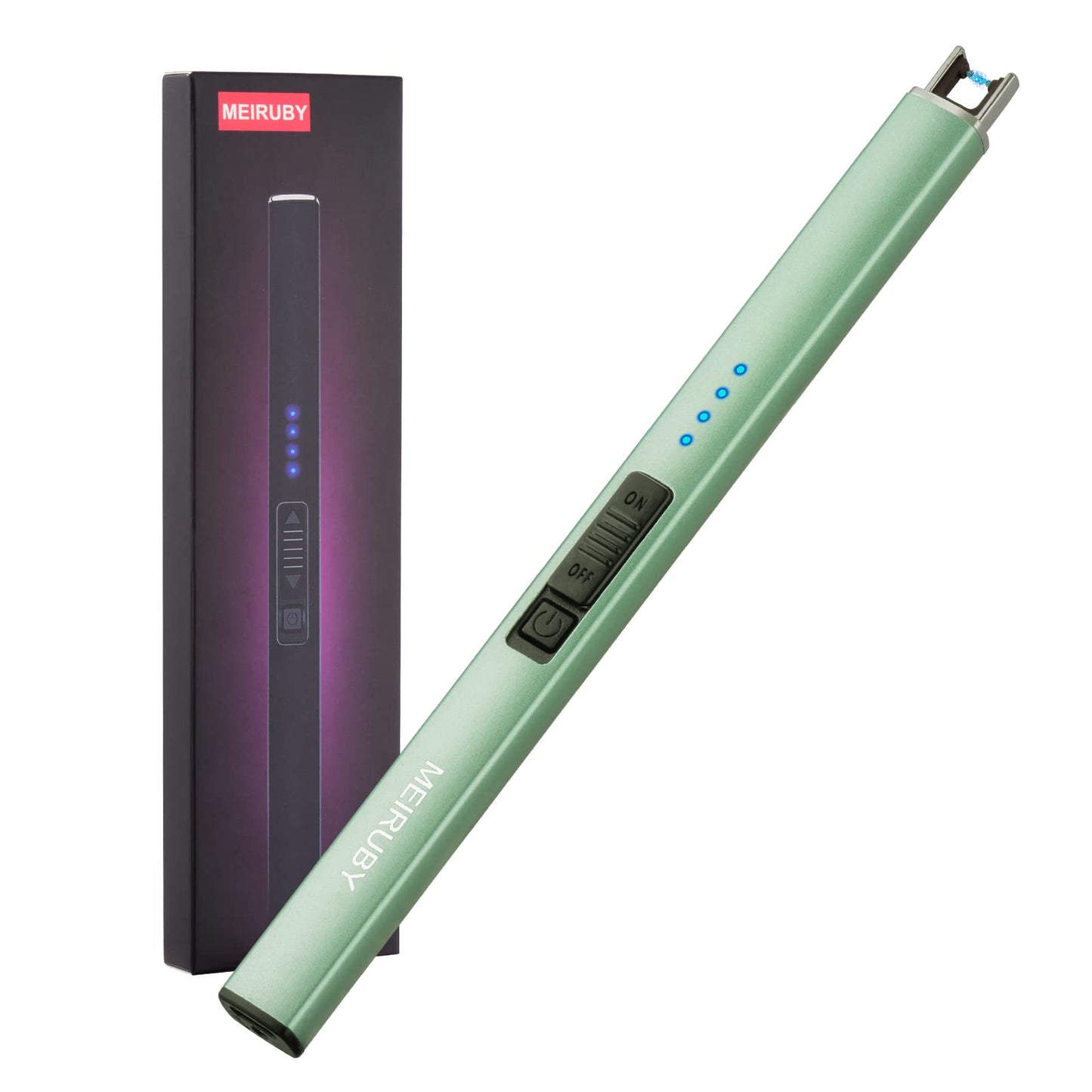 MEIRUBY Electric Candle Lighter, Christmas Stocking Stuffers Gifts for Women Mom Men Wife Sister, USB Arc Rechargeable Windproof Long Lighter for Candle BBQ Housewarming Birthday Gifts Idals