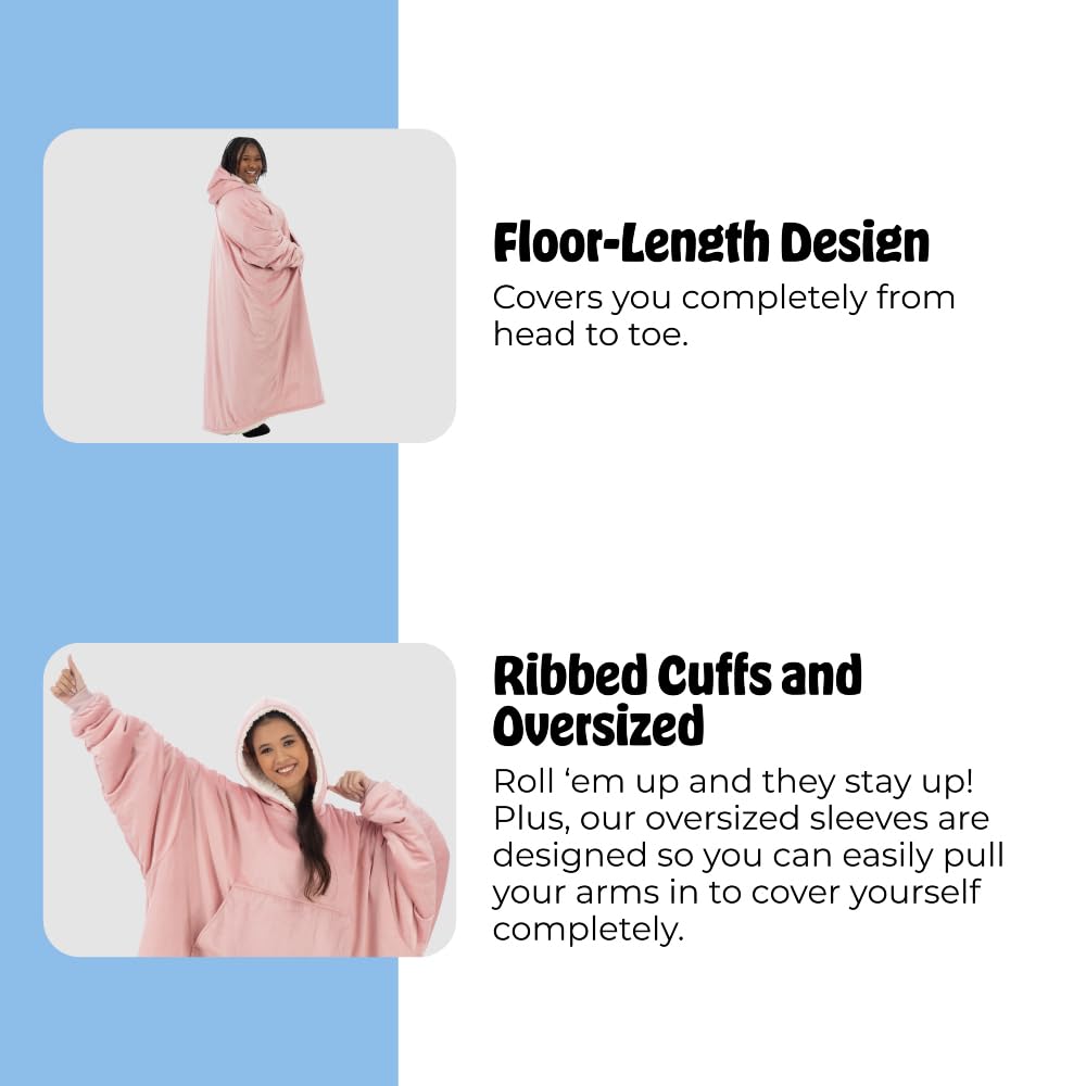THE COMFY Original | Sherpa Lined Microfiber Fleece Wearable Blanket, Oversized Design with Hood and Pocket from Shark Tank