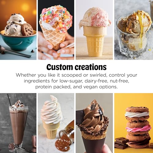 Ninja CREAMi Scoop & Swirl Ice Cream and Soft Serve Maker, Sorbet, Milkshake, Frozen Yogurt, Low Calories Program & More, 13-in-1, Soft Serve Handle & (2) CREAMi 2-in-1 16oz Pints, NC701
