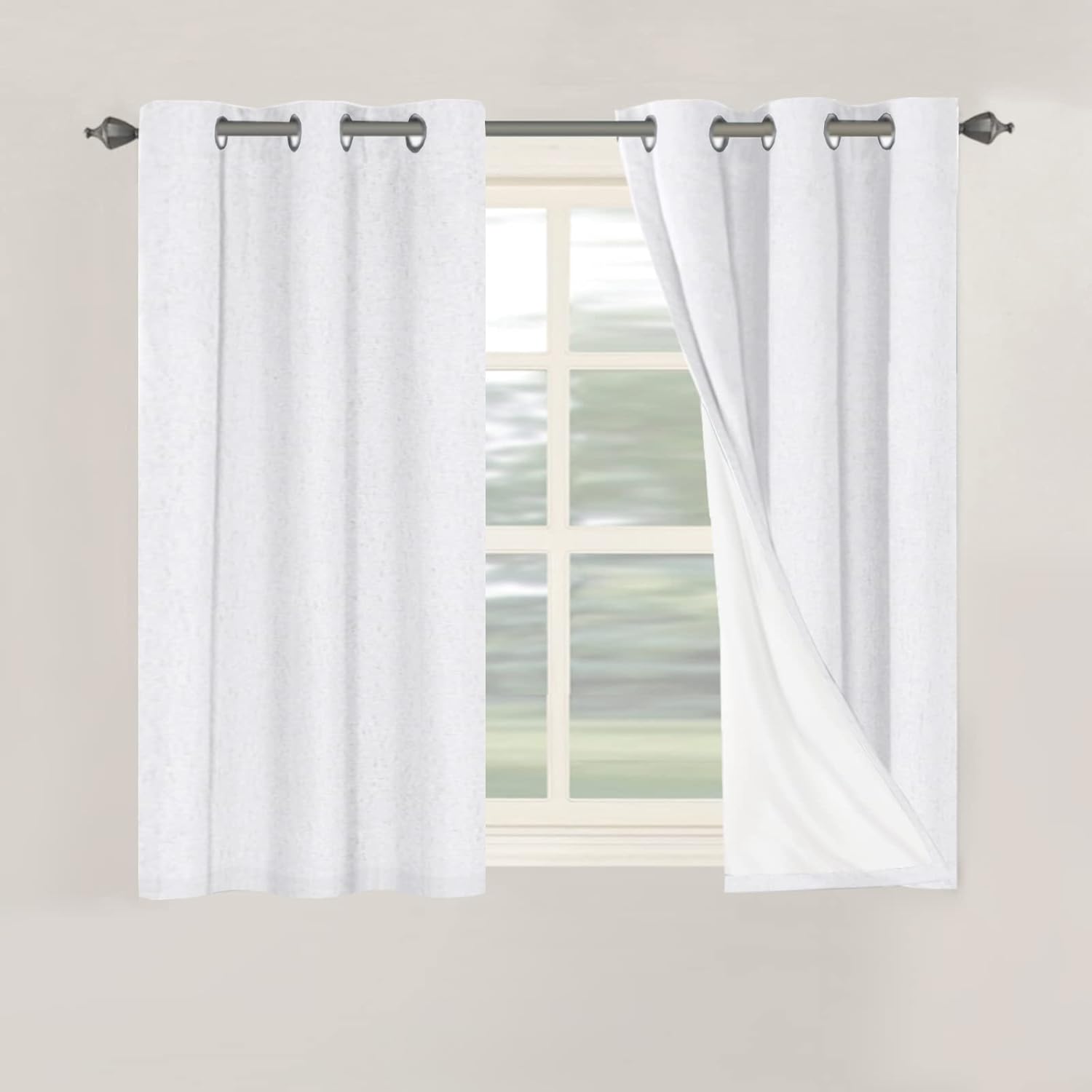 H.VERSAILTEX Linen 100% Blackout Curtains for Bedroom Full Light Blocking Curtains, Textured Window Curtain for Living Room 84 inch Grommet, Energy Efficient Curtains White Liner(2 Panels, Natural)